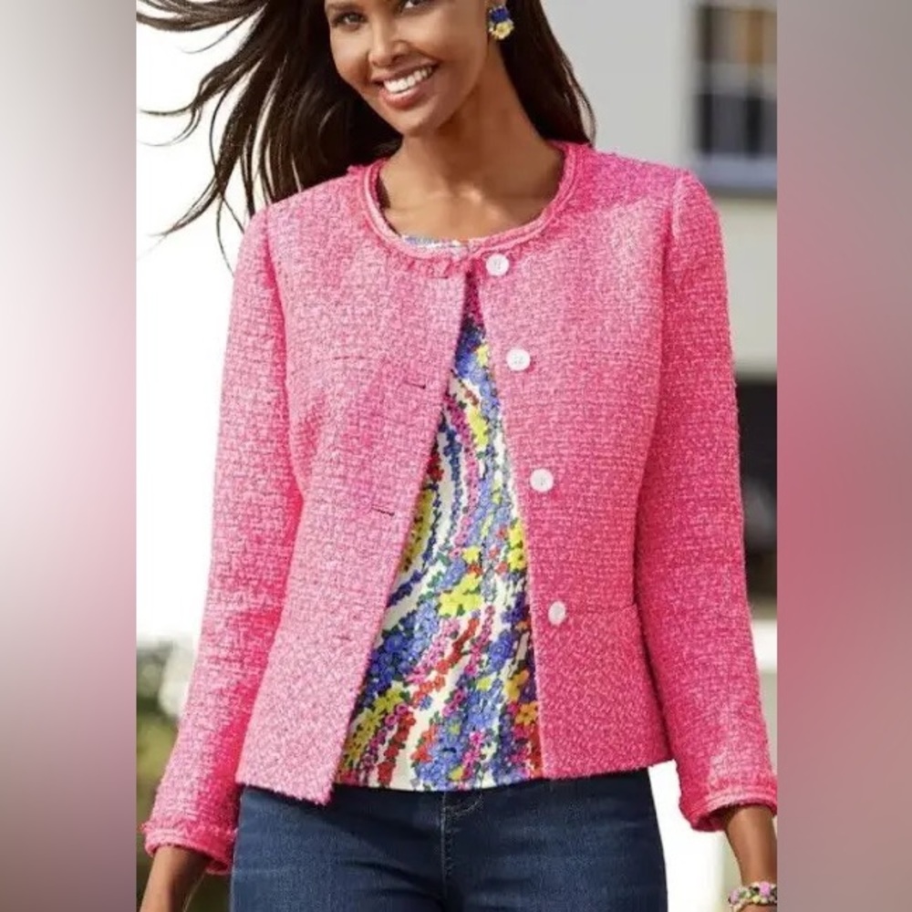 Talbots Peplum Pink Tweed Jacket